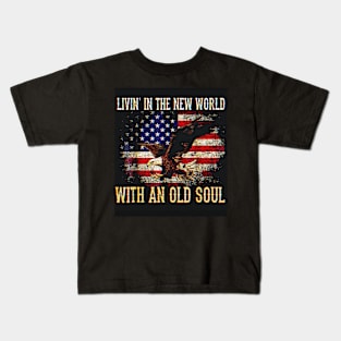 Copy of vintage Old Soul in a New World Country Bluegrass Music Guitar Fan Kids T-Shirt